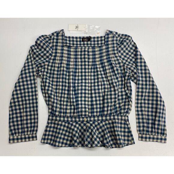 NEW VTG Y2K Women RRL Double RL Ralph Lauren Aubrey gingham plaid top blouse 3